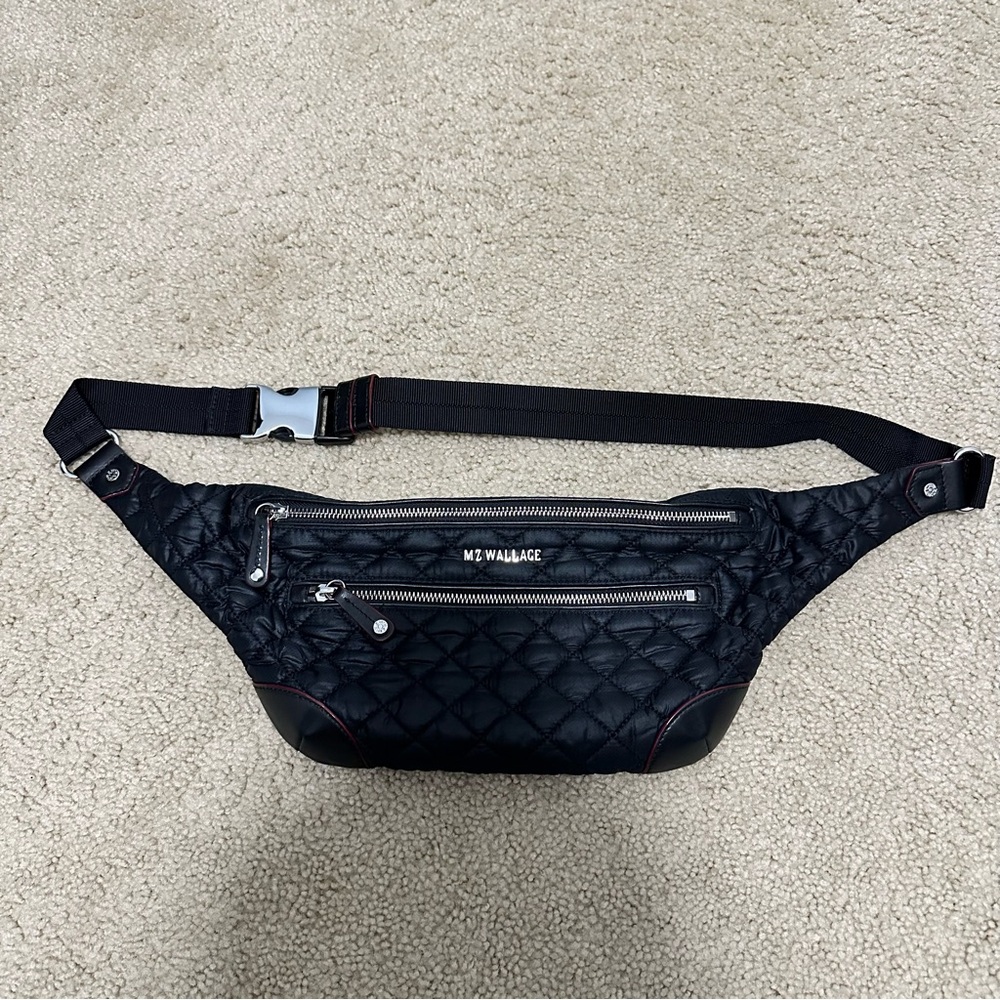 MZ Wallace Crosby Belt Crossbody Bag in Black w/ Silver Hardware EUC
